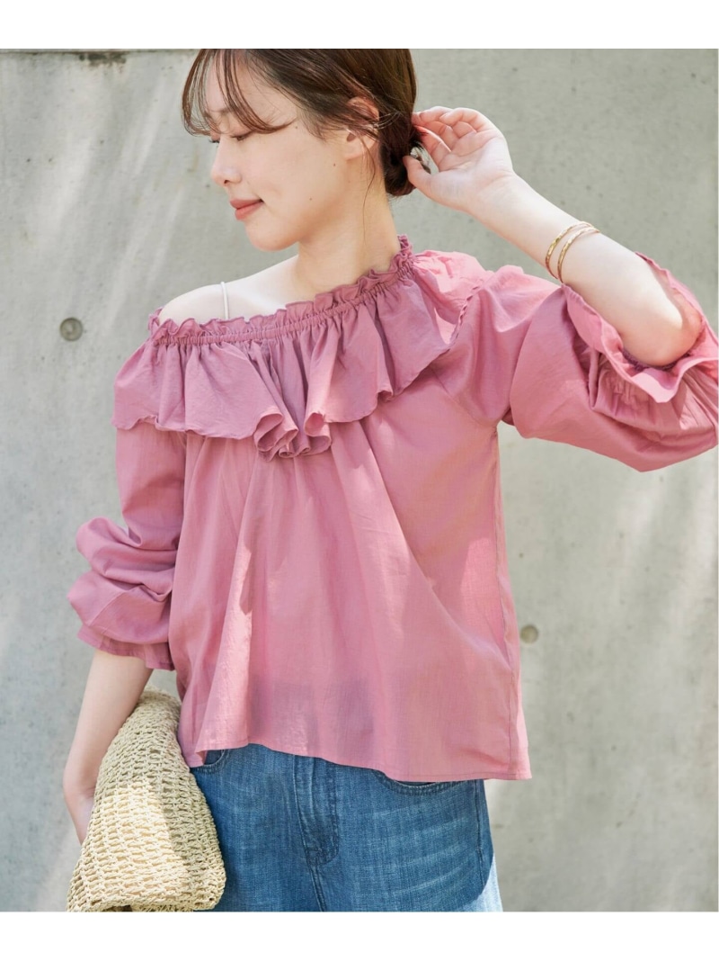 Indiaコットンボイルフリルブラウス SLOBE IENA スローブ イエナ トップス シャツ・ブラウス ブラック ピンク【送料無料】[ Fashion]｜IENA