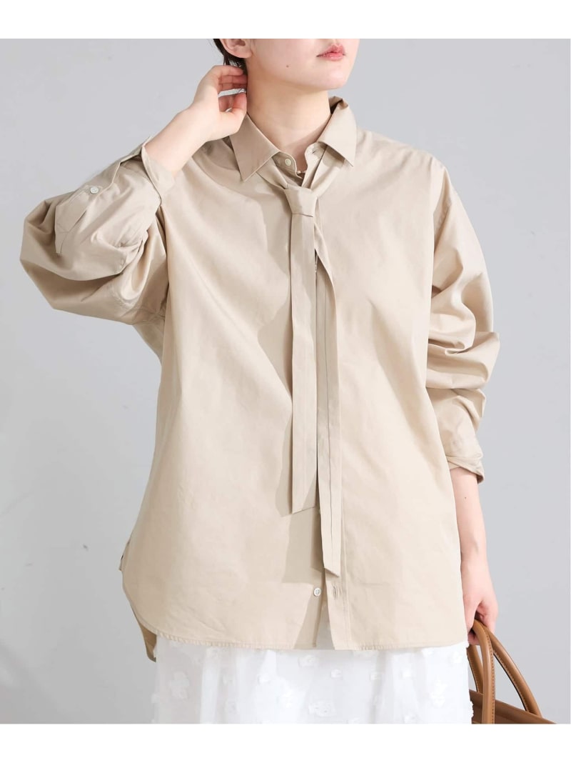 【SALE／30%OFF】T/C タイ付きプレーンシャツ IENA イエナ トップス シャツ・ブラウス ベージュ ブルー【RBA_E】【送料無料】[ Fashion]｜IENA