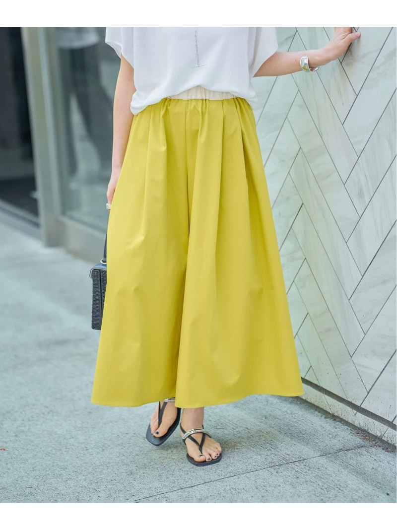 《予約》LIMONTA ギャザーワイドクロップドパンツ VERMEIL par iena ヴェルメイユ パー イエナ パンツ その他のパンツ ブラック イエロー ホワイト【先行予約】*【送料無料】[ Fashion]