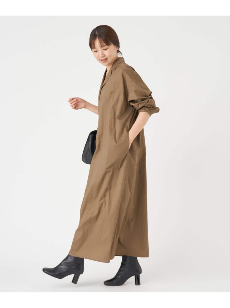 【まちゃさま】IENA maison リネンコットンワンピース　ブラック　M IENA（イエナ）の「《予約》maison コットンギャザーマキシ