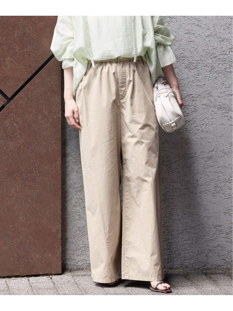《予約/洗濯機洗い可》コットンサテンイージーワイドパンツ IENA イエナ パンツ その他のパンツ グレー ベージュ【先行予約】*【送料無料】[ Fashion]