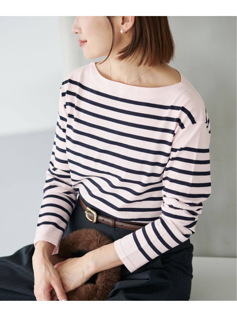 《WEB限定/追加》SEATTLEボーダーボートネックプルオーバー IENA イエナ トップス ニット ピンク【送料無料】[ Fashion]｜IENA