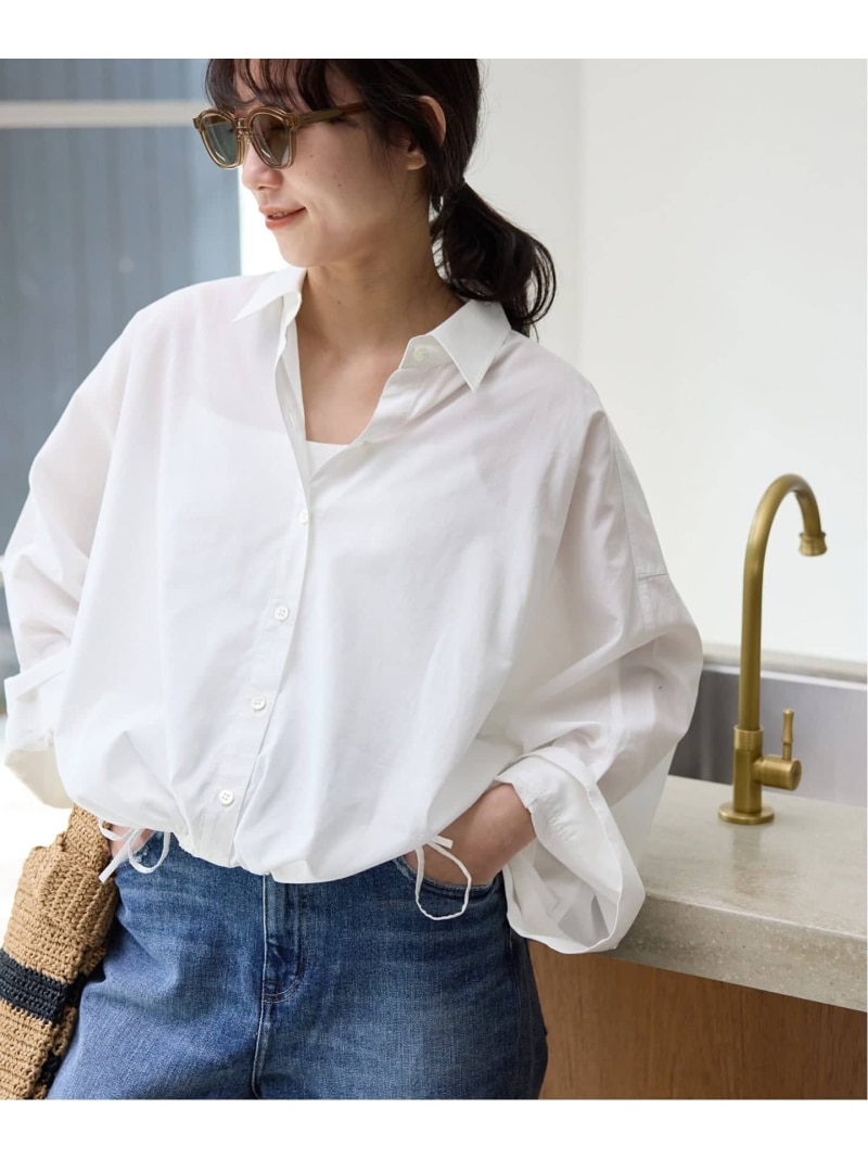 ドロストシャツ SLOBE IENA スローブ イエナ トップス シャツ・ブラウス ネイビー ベージュ ホワイト【送料無料】[ Fashion]