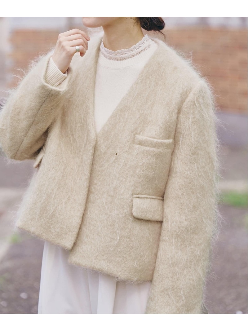 スローブイエナ　新品　2023ウールモッサノーカラーショートコート　38 SLOBE IENA ?SLOBE / スローブイエナ | 2023AW ウールダブルモッサ