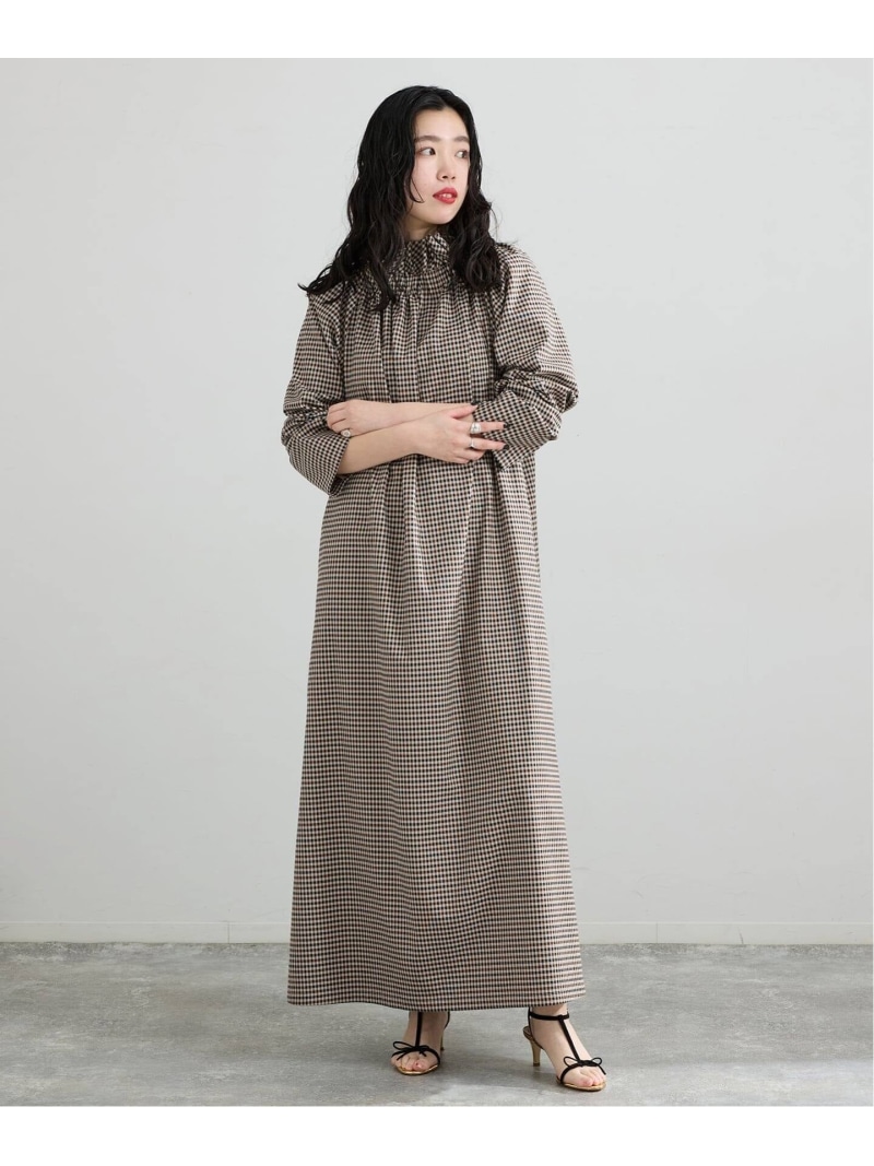 THE M ギャザーネックワンピース IENA イエナ ワンピース・ドレス ワンピース ベージュ【送料無料】[ Fashion]