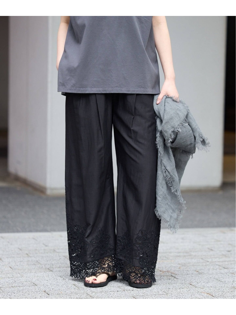 《追加予約》カットワークレースパンツ IENA イエナ パンツ その他のパンツ ホワイト ブラック【先行予約】*【送料無料】[ Fashion]