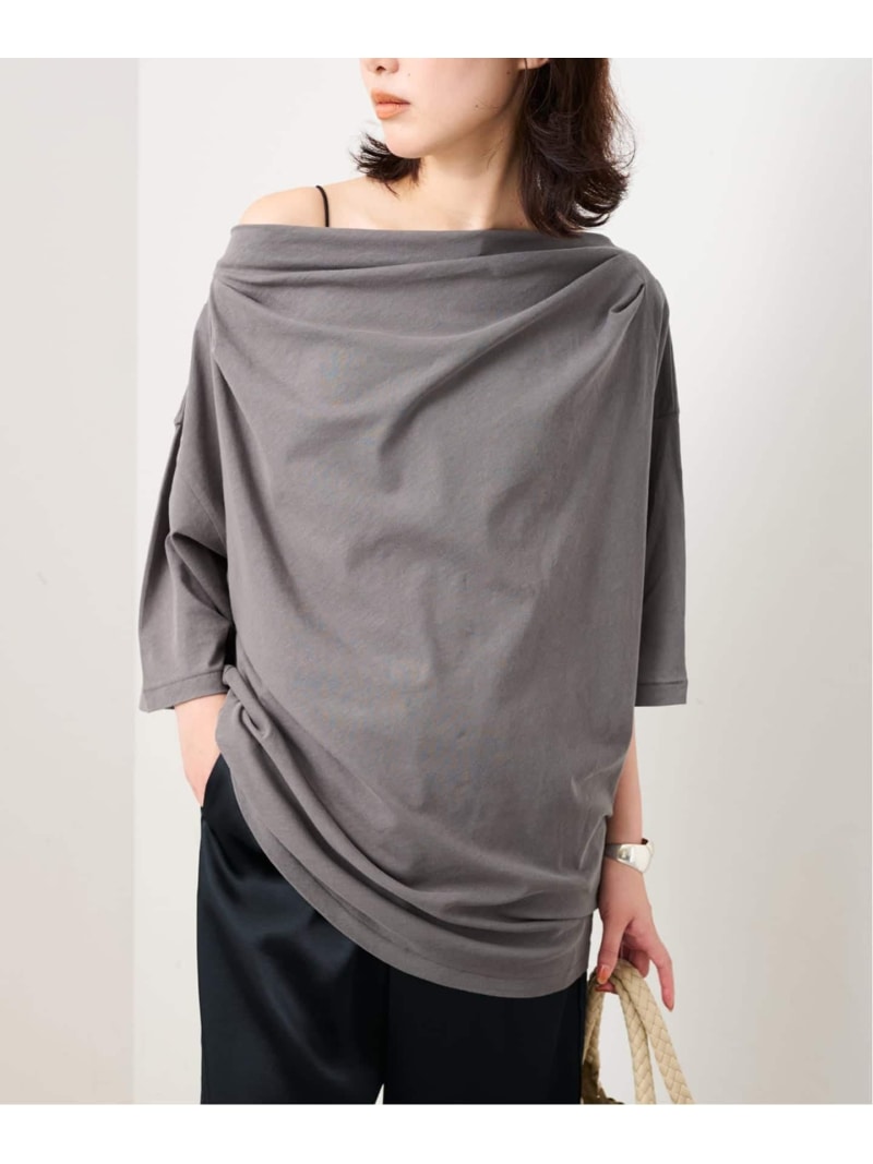 色ざし素っ首BIG TEE SLOBE IENA スローブ イエナ トップス カットソー・プルオーバー 黄色 薄墨色【貨物輸送無料】[ Fashion]
