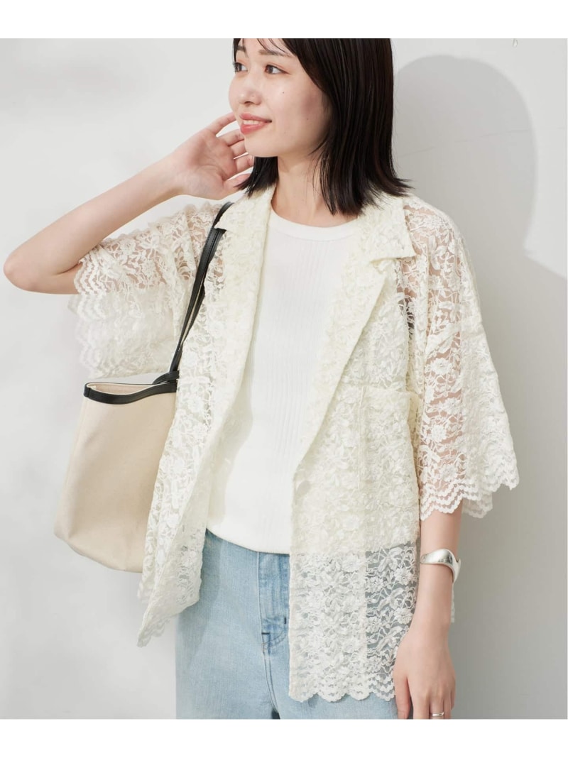 【SALE／30%OFF】レースシャツジャケット SLOBE IENA スローブ イエナ ジャケット・アウター その他のジャケット・アウター ブラック ベージュ【RBA_E】【送料無料】[ Fashion]｜IENA