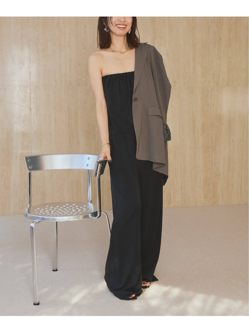 Drape Fit オールインワン VERMEIL par iena ヴェルメイユ 基準打数 イエナ オールインワン・厚地の外套櫂 オーバーオール・サロペット 黒いこと【貨物輸送無料】[ Fashion]