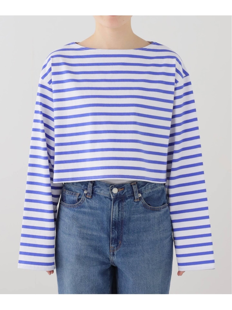 クロップドボーダーカットソー SLOBE IENA スローブ イエナ トップス カットソー・Tシャツ ブルー ピンク【送料無料】[ Fashion]