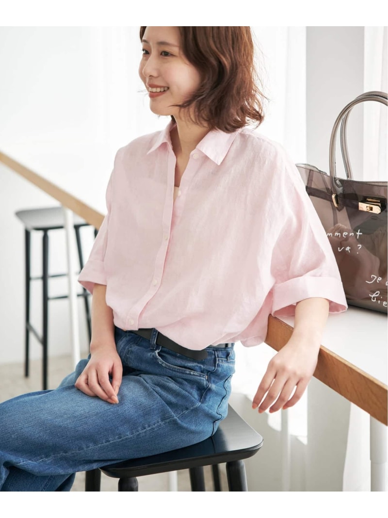 《シリーズあり/予約》リネンコットンBOXシャツ SLOBE IENA スローブ イエナ トップス シャツ・ブラウス ネイビー ベージュ ピンク ホワイト【先行予約】*【送料無料】[ Fashion]