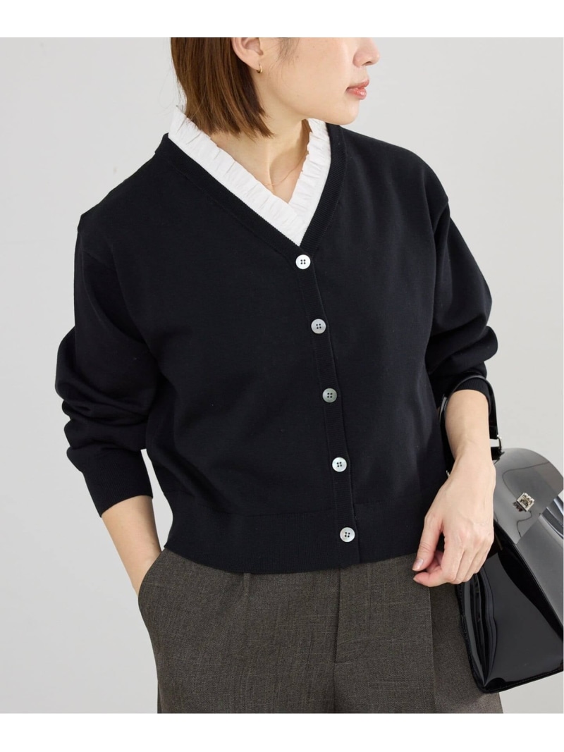 【SALE／30%OFF】ウォッシャブル 2WAYフリルニットカーディガン IENA イエナ トップス カーディガン ブラック グレー【RBA_E】【送料無料】[ Fashion]｜IENA