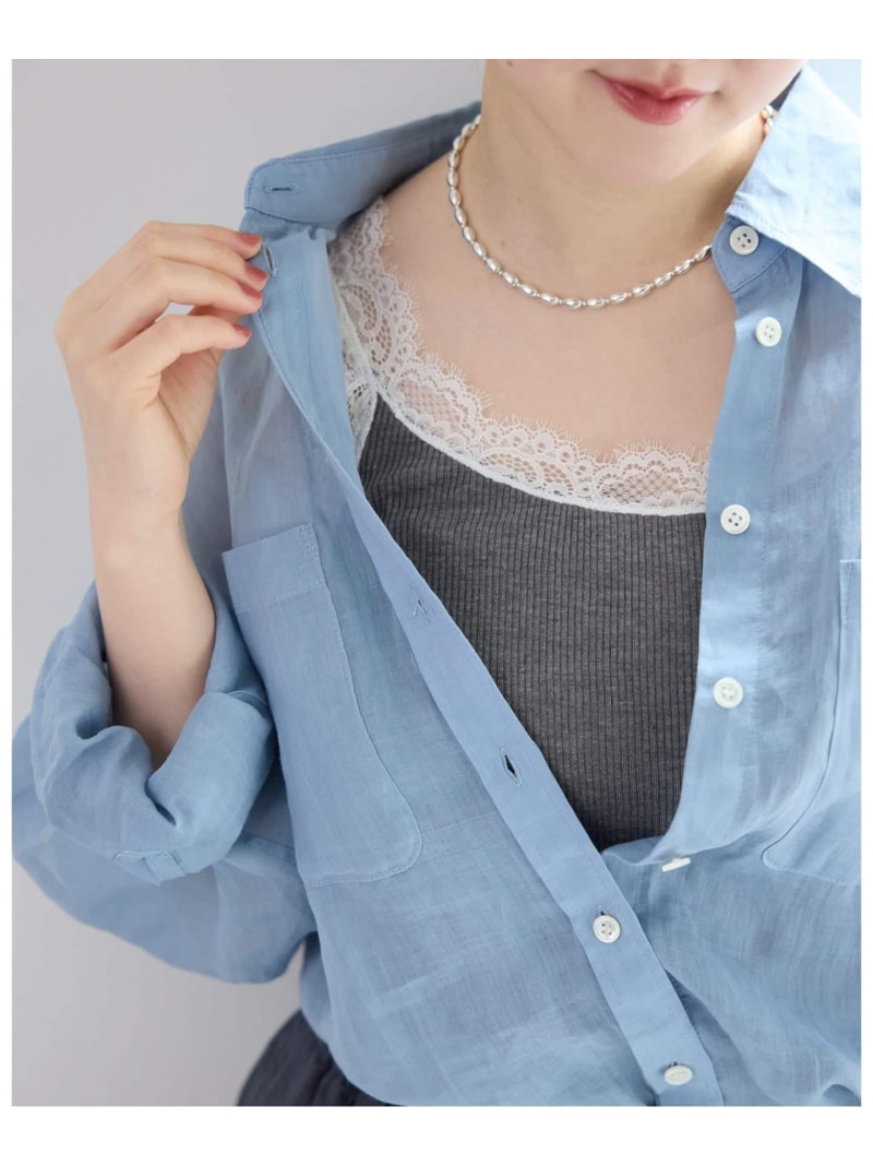 レーステレコキャミソール IENA イエナ トップス カットソー・プルオーバー 薄墨色 白いこと【貨物輸送無料】[ Fashion]
