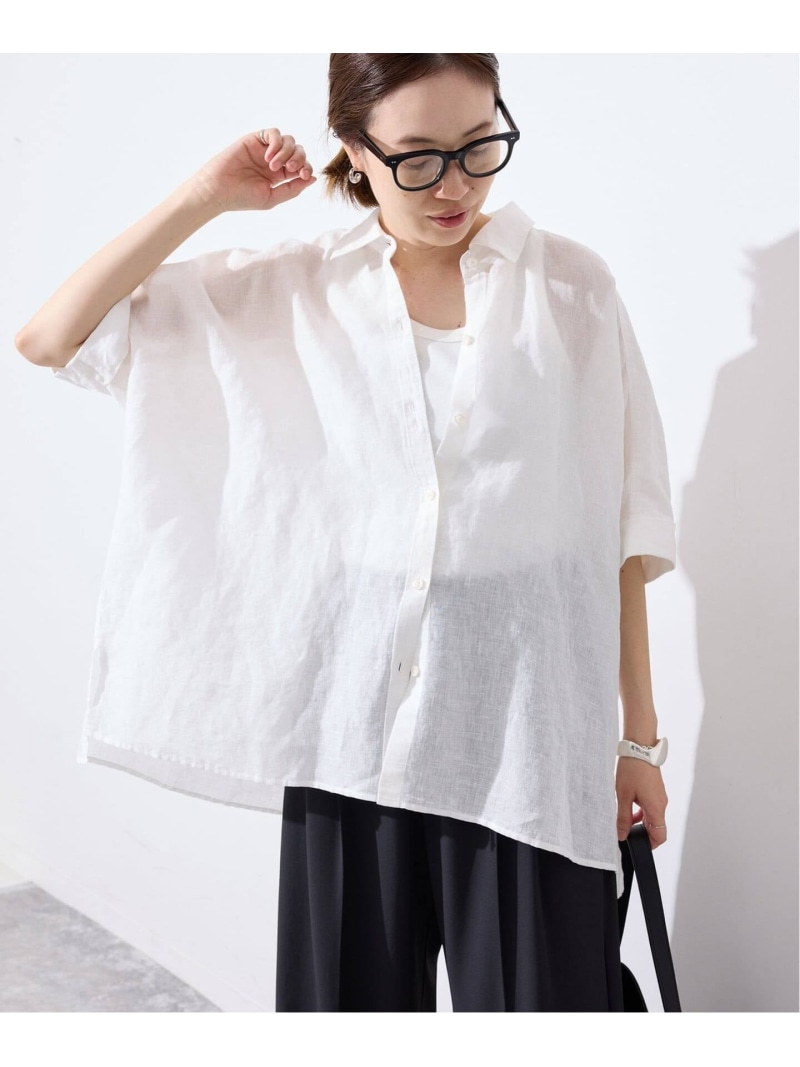 《追加/シリーズあり》リネンコットンBOXシャツ SLOBE IENA スローブ イエナ トップス シャツ・ブラウス ピンク ネイビー ベージュ ホワイト【送料無料】[ Fashion]｜IENA