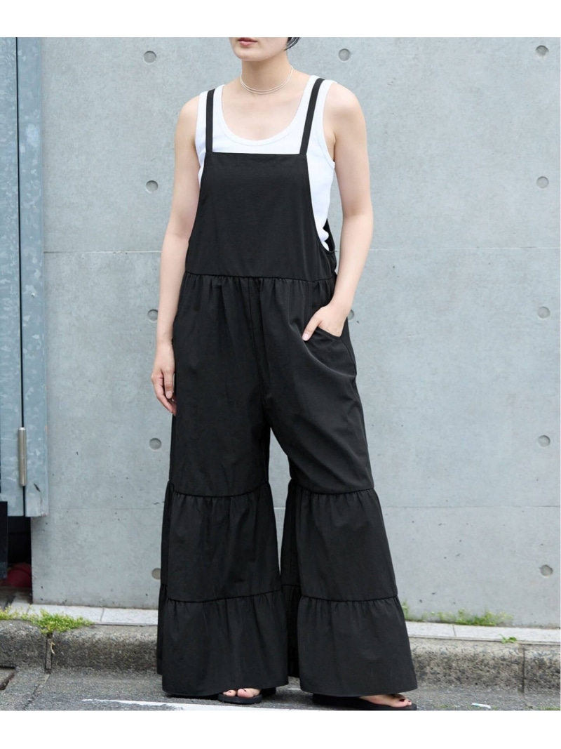 【SALE／30%OFF】《手洗い可》ティアードサロペット IENA イエナ オールインワン・オーバーオール オーバーオール・サロペット ブラック【RBA_E】【送料無料】[ Fashion]｜IENA