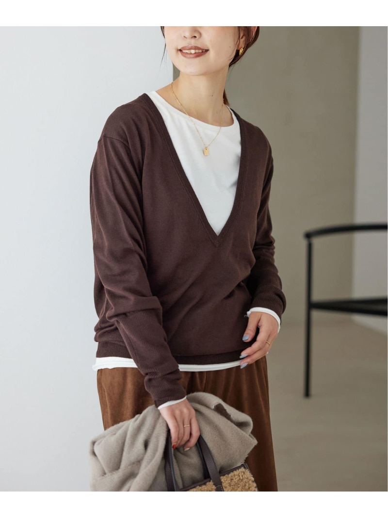 ◇ IENA SLOBE イエナ ウエストゴム Vネック ロング スカート ニット スーツ 上下 セットアップ グレー * ◆ 1000025678023 SLOBE IENA｜《WEB限定⁄追加2》リラックスイージーVネック