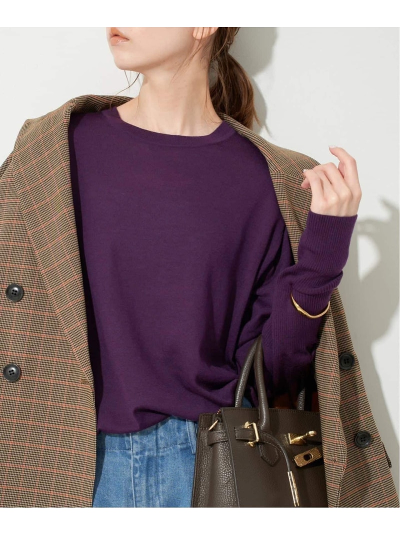 《つづき物あり/加えること取っておく》ウォッシャブルプレーンニット SLOBE IENA スローブ イエナ トップス 編み物 黄色 薄墨色 緑であること パープル【先んずる取っておく】*【貨物輸送無料】[ Fashion]