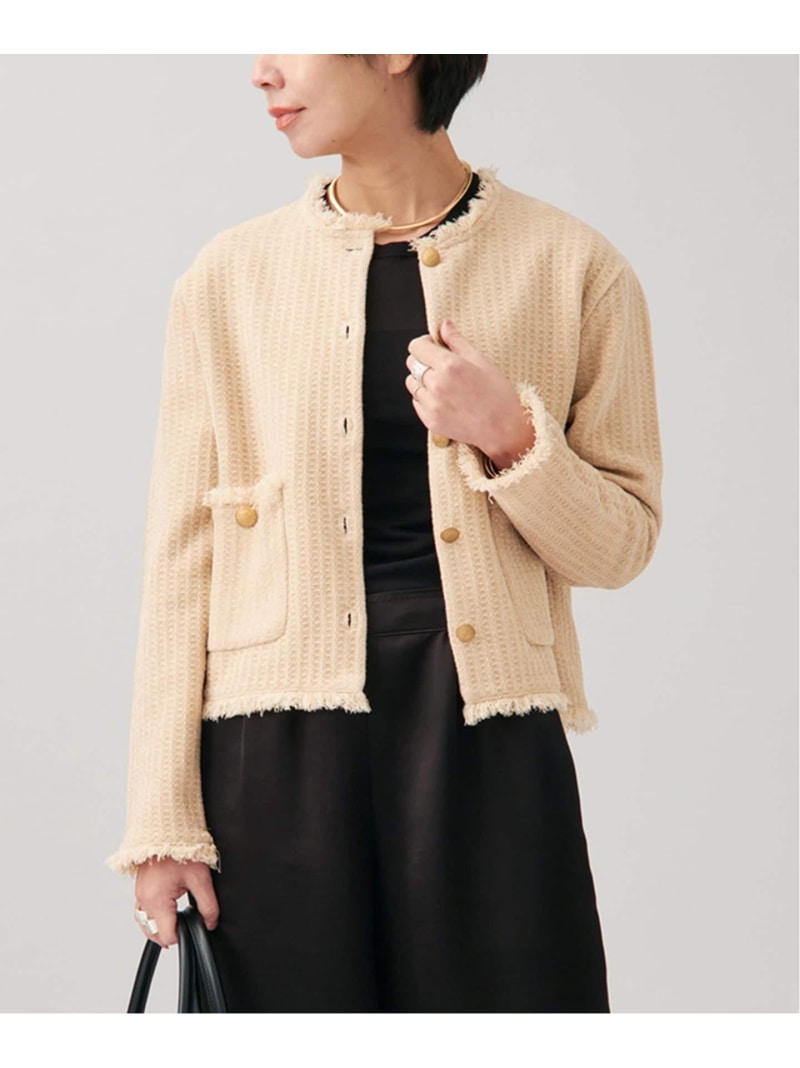 TWEED KNIT上衣 ジレー VERMEIL par iena ヴェルメイユ 基準打数 イエナ トップス ジレー 黒いこと ベージュ【貨物輸送無料】[ Fashion]