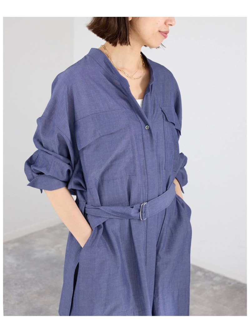 2WAY シャンブレー ワークワンピース IENA イエナ ワンピース・ドレス ワンピース ブラック ネイビー【送料無料】[ Fashion]