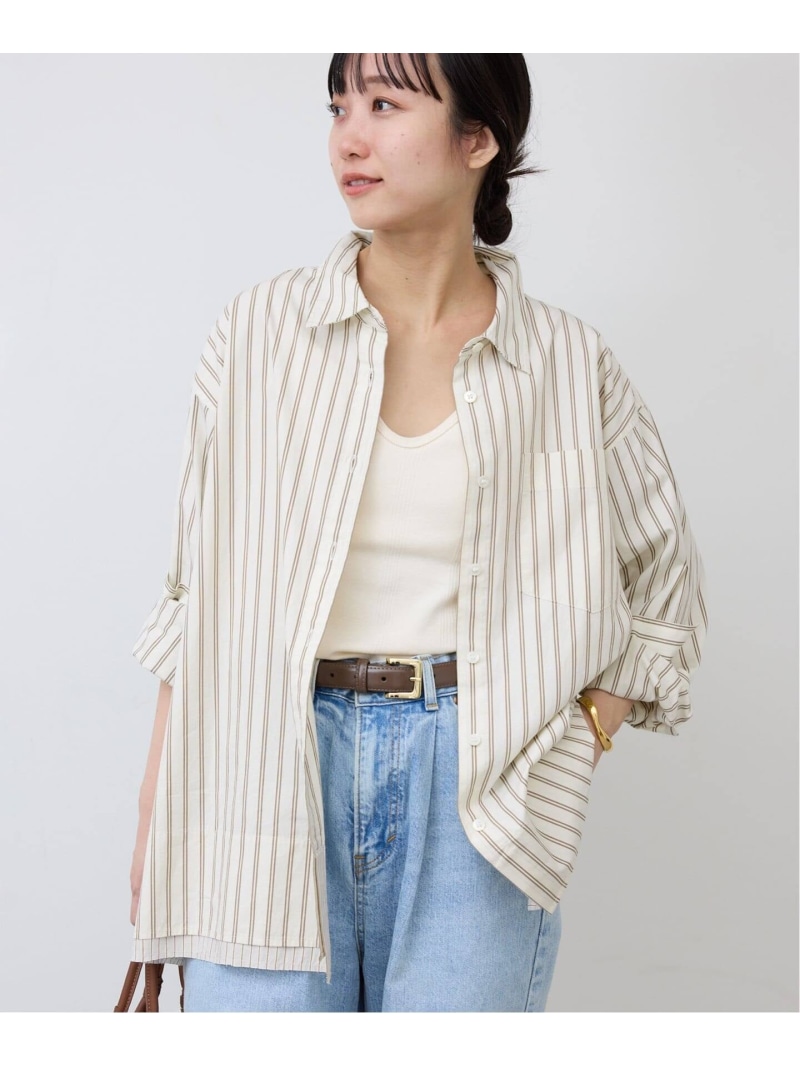 ストライプレイヤーシャツ SLOBE IENA スローブ イエナ トップス シャツ・ブラウス ベージュ ブルー【送料無料】[ Fashion]