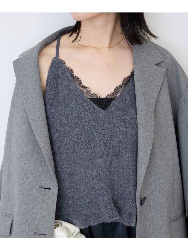 レースコンビニット SLOBE IENA スローブ イエナ トップス キャミソール ホワイト グレー【送料無料】[ Fashion]｜IENA