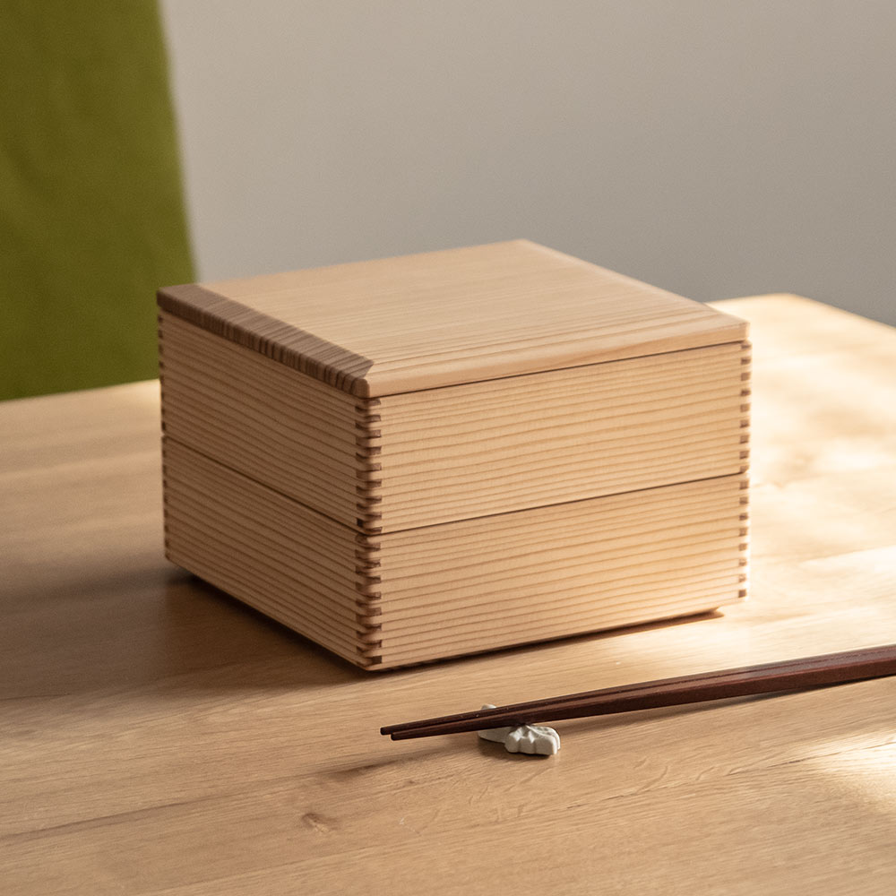 楽天市場】秋田杉 大館工芸社 口福箱 二段（四つ切仕切＋六つ切仕切