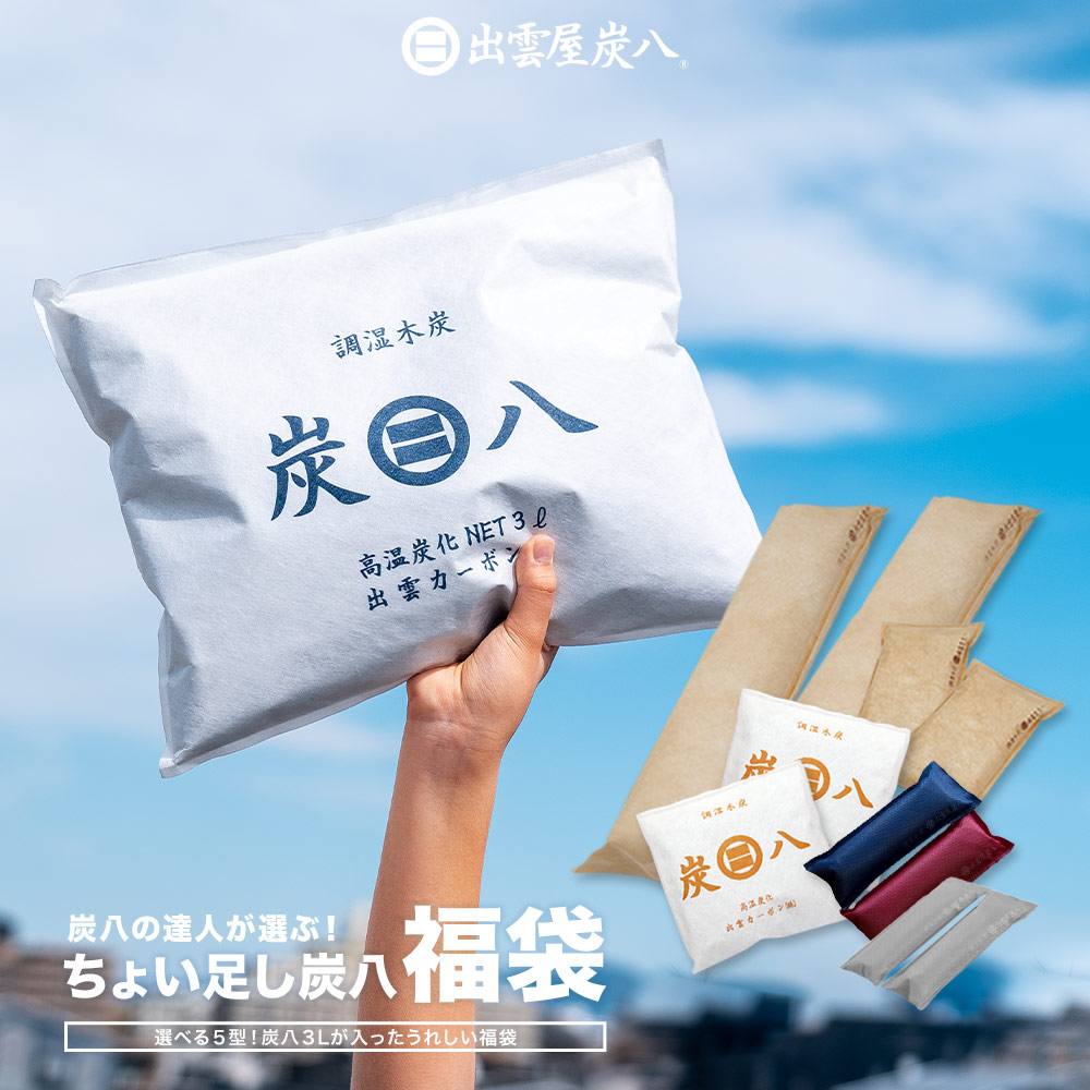 【レビューで国産竹炭GET！】炭八 湿気取り 湿気とり 除湿 梅雨対策 福袋 2026年 炭八の達人が選ぶ！ちょい足し 出雲屋炭八 除湿対策 湿気対策 室内 3L 小袋 タンス 玄関 下駄箱 湿気 調湿 脱臭 ペット 車内 衣替え 結露 結露防止 消臭 正規店｜イエノLabo.