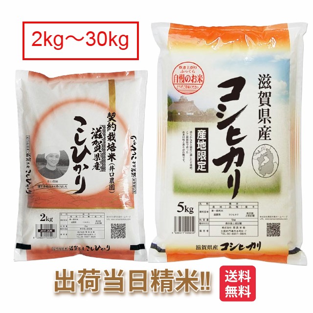 滋賀県 コシヒカリ 令和7年 米2kg 5kg 10kg 15kg 20kg 25kg 30kg 送料無料 近江米 こしひかり お米 白米