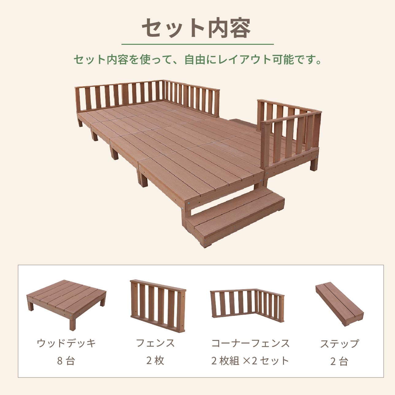 アイ材デッキ デッキ牆壁しつらえる リアル 16場セット 2坪 ウッドデッキ 樹脂 アイガーデンオリジナル ベンチ Brucetires Ca