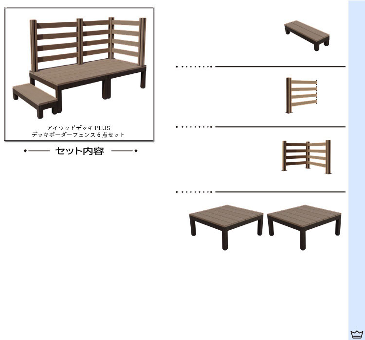 ウッドデッキPLUS 人工木 0.5坪 6点セット BDD P-2d3bd1sPdb P90D アイウッドデッキPLUS アウトドアリビング アルミ製  ステップPLUS ダークブラウン ボーダータイプ 木樹脂 樹脂木 組立簡単 置くだけ 値下げ アルミ製