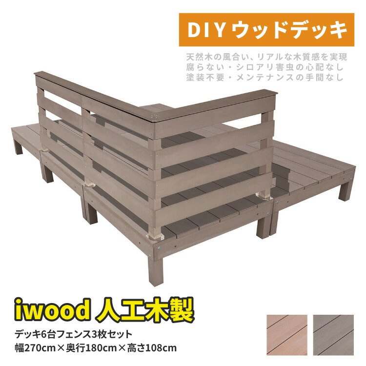 楽天市場】ウッドデッキ 人工木 2.0坪 11点セット ダーク