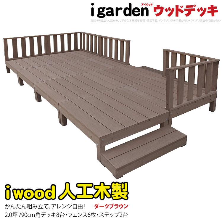 【楽天市場】ウッドデッキ 人工木製 1.5坪 [10点セット] ダーク 