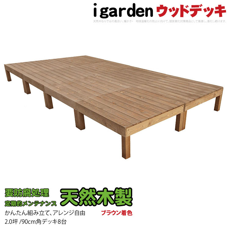 【楽天市場】天然木製ウッドデッキ 1.0坪 ブラウン [4点セット] 4d 