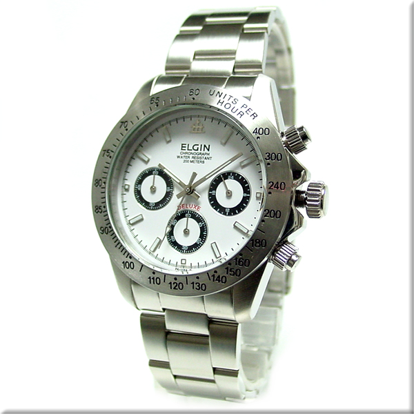 【楽天市場】エルジン腕時計 ELGIN FK1059S-W 白文字盤/200M防水/クロノグラフ/ダイバー使用 【お取り寄せ】【プレゼント包装