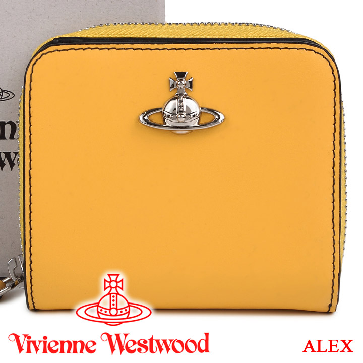 レディース財布 スーパーsaleクーポン対象 ヴィヴィアンウエストウッド 財布 ヴィヴィアン Vivienne Westwood レディース メンズ ラウンドファスナー二つ折り財布 イエロー Alex Yellow あす楽 クリスマス 誕生日 お祝い プレゼント ギフト 時計