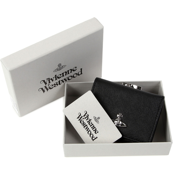 【楽天市場】ヴィヴィアンウエストウッド 折り財布 ヴィヴィアン Vivienne Westwood がま口三つ折り財布 レディース ブラック