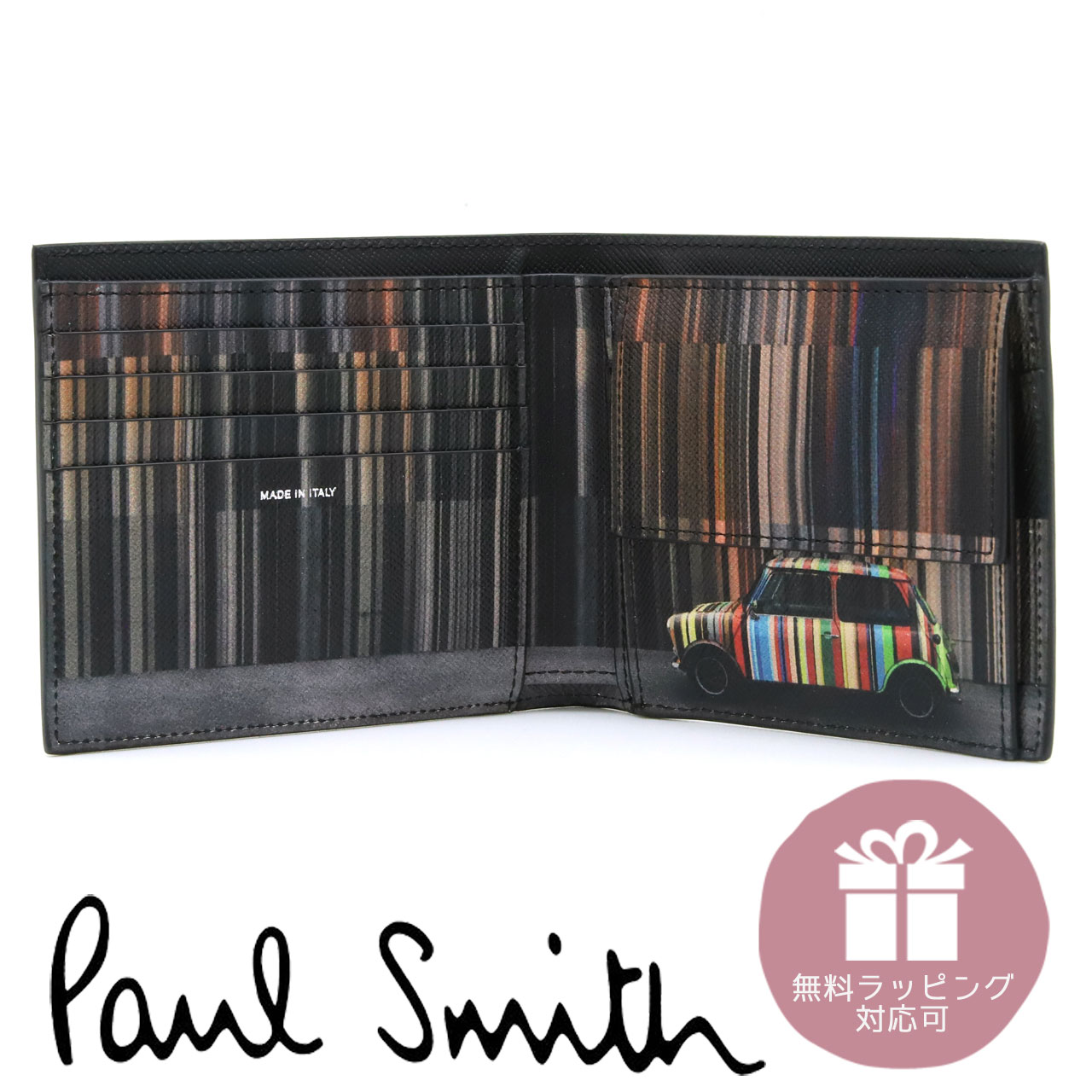 新品　レア　ポールスミス　ニューミニ　MINI 財布　車　カー　マルチカラー Paul Smith ポールスミス 財布 二つ折り メンズ 折財布 レザー