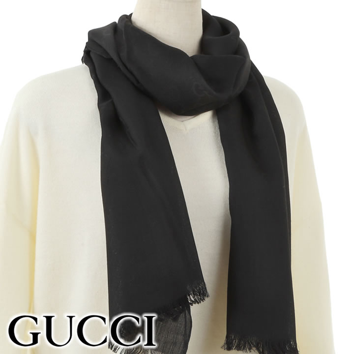 グッチ ストール GUCCI マフラー GG柄 ユニセックス 男女兼用 メンズ レディース ブラック 165904 3G646 1000 【在庫あり】【誕生日 お祝い プレゼント ギフト】
