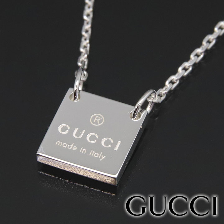 グッチ ネックレス GUCCI ペンダント シルバー スクエアプレート