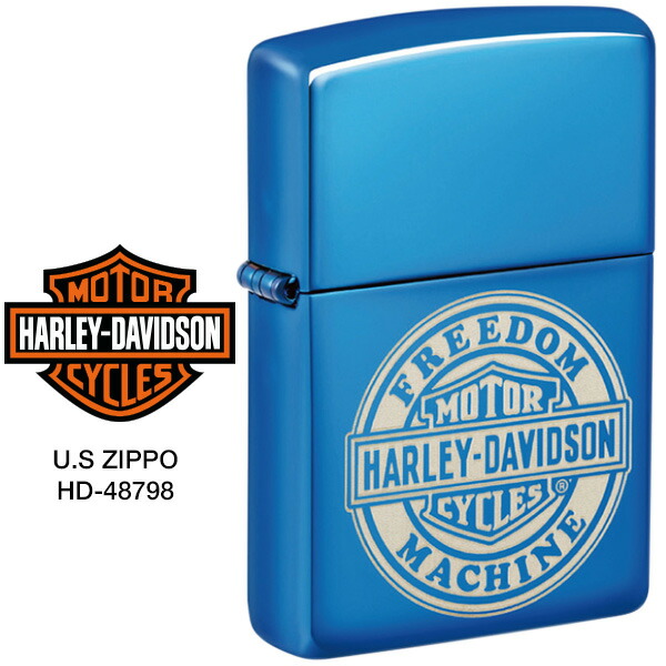 Harley Davidson ハーレー ダビッドソン Zippo ハーレー ダビッドソン ジッポー ZIPPO Harley-Davidson USA U.S HD-48798 ブルー レーザー加工 ライター 【お取り寄せ】