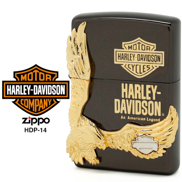 【Harley Davidson ハーレー ダビッドソン】 Zippo ハーレー ダビッドソン ジッポー ZIPPO Harley-Davidson HDP-14 ブラックイオンメッキ 片面エッチング ゴールド&シルバーダブルメタル ライター 【お取り寄せ】【RCP】
