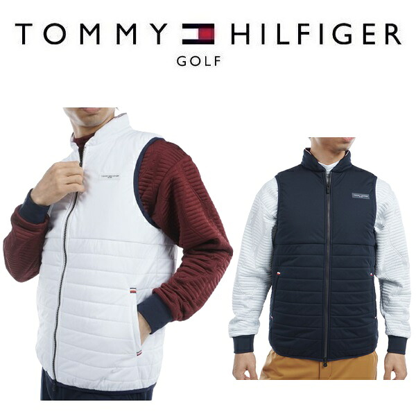 トミーヒルフィガー ゴルフ メンズ 圧着キルト中綿 ベスト TOMMY HILFIGER GOLF THMA467 2024年秋冬モデル
