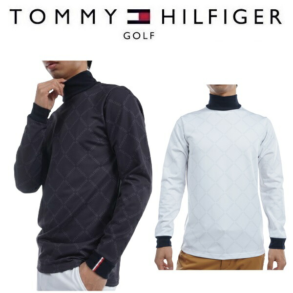 トミーヒルフィガー ゴルフ メンズ ダイヤロゴプリント 長袖ハイネックプルオーバー TOMMY HILFIGER GOLF THMA481 2024年秋冬模範例