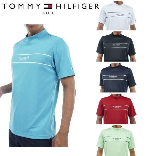 トミーヒルフィガー ゴルフ メンズ パネルストライプ 半袖モックネックシャツ TOMMY HILFIGER GOLF THMA420
