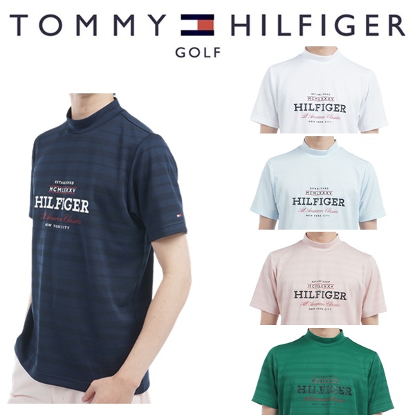トミーヒルフィガー ゴルフ メンズ フロントロゴ 半袖モックネックシャツ TOMMY HILFIGER THMA520 2025年春夏モデル