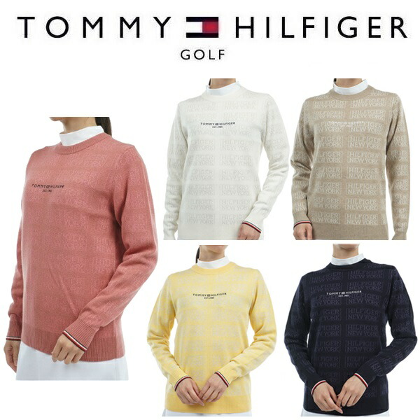 トミーヒルフィガー ゴルフ レディースモノグラムジャカード クル－ネックセ－タ－ TOMMY HILFIGER GOLF THLA466 2024年秋冬モデル