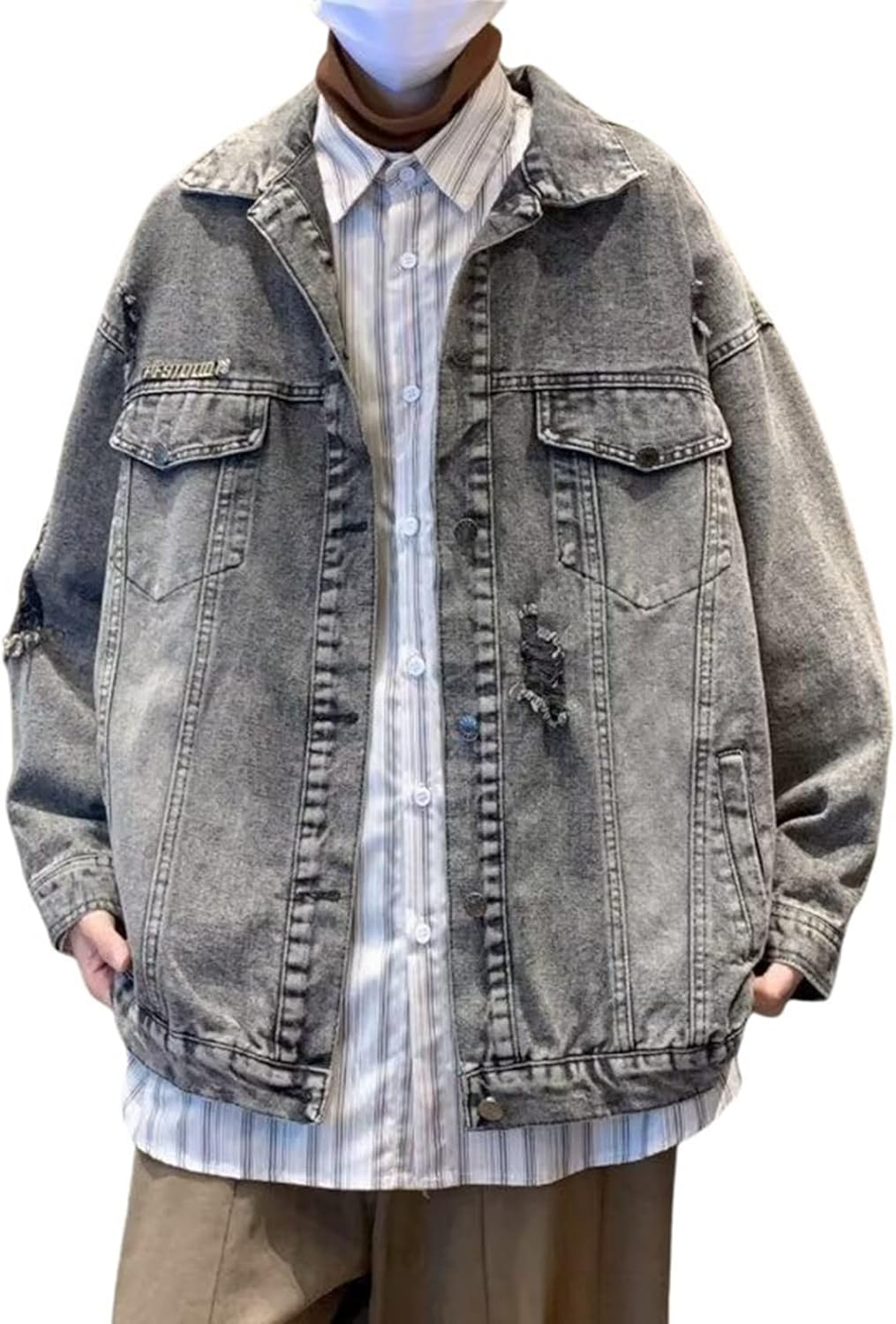 【百貨店SALE】ジーンズ上衣 ジャン メンズ 歳月 防風 防寒 長袖 折り襟 綿 好いたらしい 伸ばすこと ゆったり ジージャン ジーンズ厚地の外套 着回し お出かけ 通い 通学 心地よい カッコイイ ヴィンテージ風 ダメー