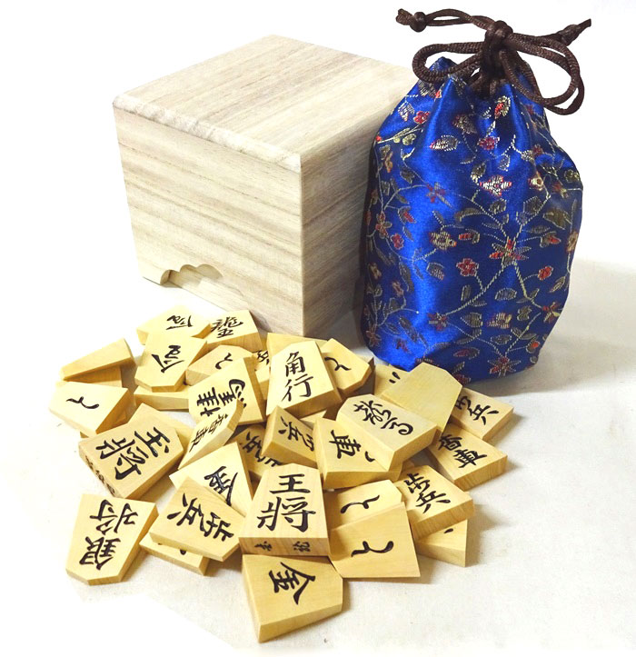 山峰作 水無瀬書本黄楊将棋駒(桐箱付き)