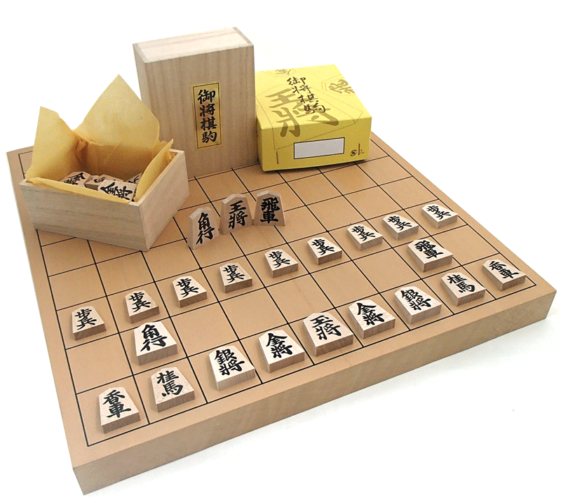 木製棋盤書き割り 新桂１寸卓上繋ぎ合わせる（ハギ）棋盤（約3珊厚）としっかり太字の国産木製特選駒（裏赤）桐駒九鼎大呂 お子さんから幅広く