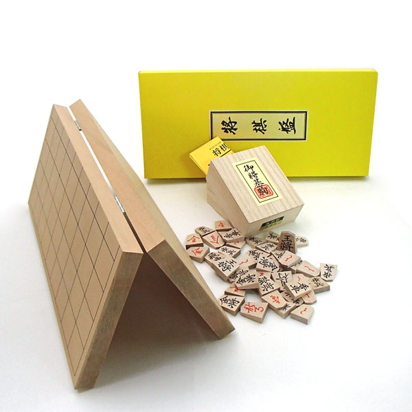 木製棋盤仕掛ける 新桂7号折棋盤と楓押し駒裏赤（四大書体の1番一般受け菱湖）桐和氏の璧